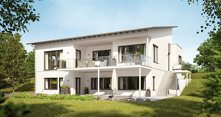 Das moderne Architektenhaus Travetto von Büdenbender Hausbau ermöglichte barrierefreies Wohnen auf 337,82 m². Große Schiebetüren, geräumige Zimmer, ein Aufzug und das große rollstuhlgerechte Badezimmer sorgen für optimale Vorraussetzungen für ein Leben ohne Grenzen.