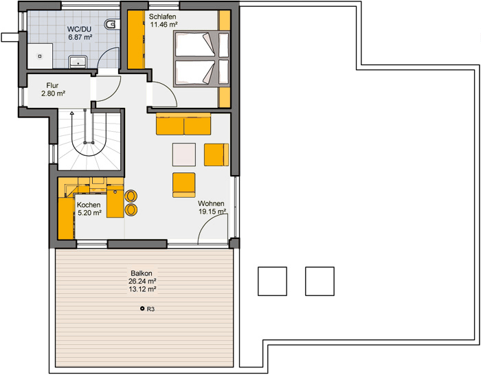 Architekten-Haus Fertighaus Casaretto Grundriss OG
