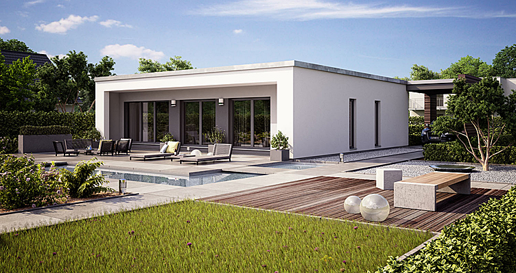 Fertighaus Bungalow Finess 105 mit Flachdach von Büdenbender