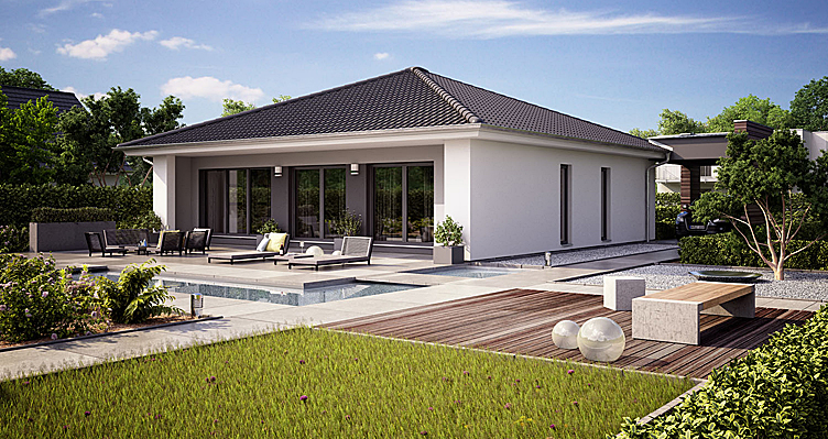 Fertighaus Bungalow Finess 105 mit Walmdach von Büdenbender