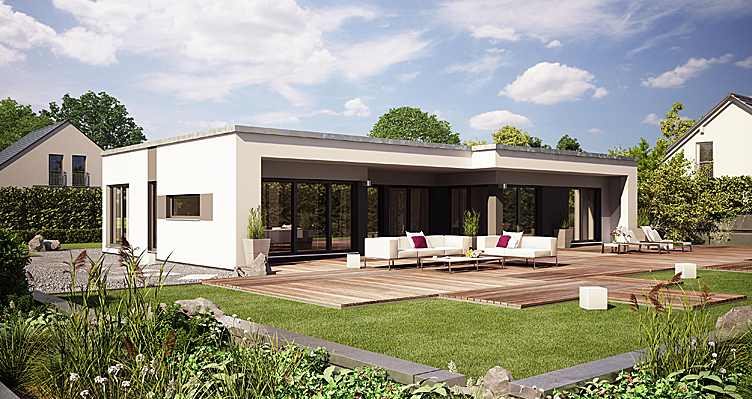 Fertighaus Bungalow Finess 148 mit moderner Architektur von Büdenbender