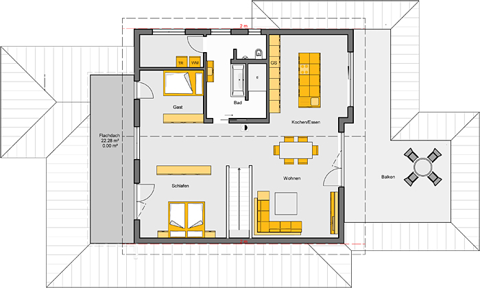 Architekten-Haus Fertighaus Schliengen Grundriss DG