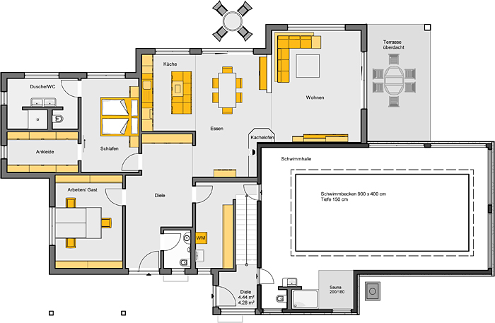 Architekten-Haus Fertighaus Schliengen Grundriss EG