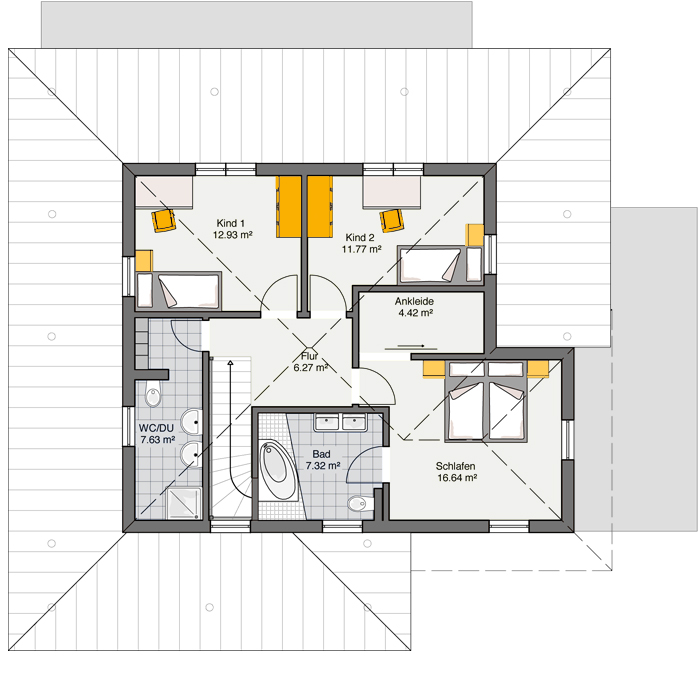 Fertighaus Ausstellungshaus Florenzo Grundriss OG