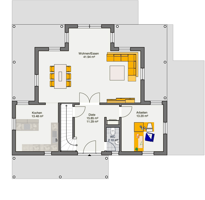 Fertighaus Ausstellungshaus Florenzo Grundriss EG