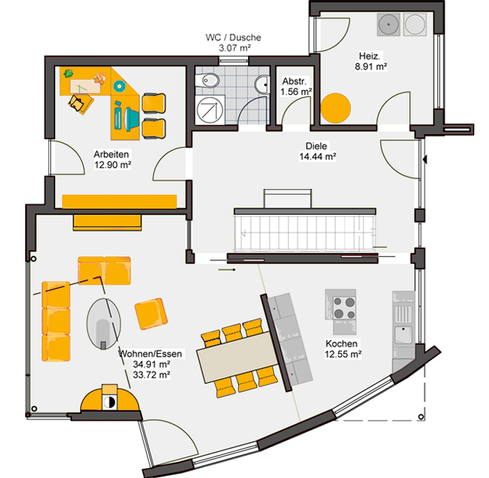 Fertighaus Ausstellungshaus Pascino Grundriss EG