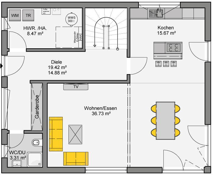 Aktionshaus Sorrento Fertighaus Grundriss Erdgeschoss