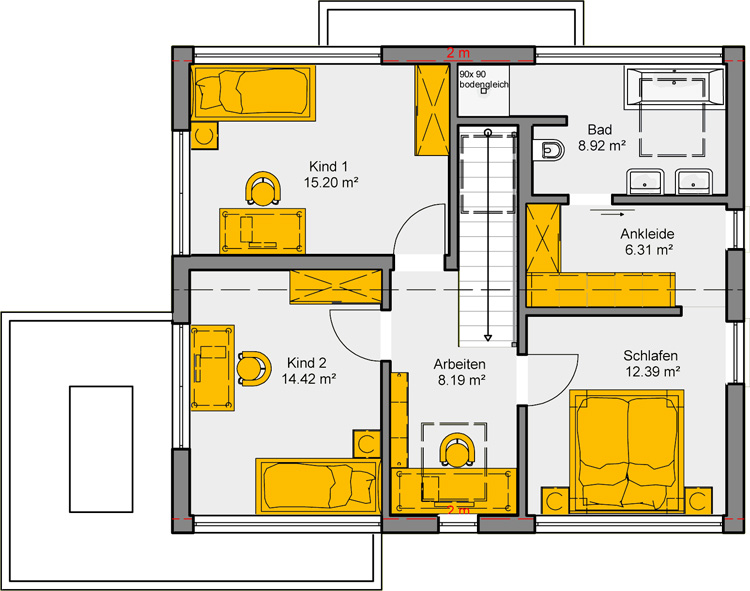 Puristische Wohnidee Vitalis 135 Grundriss OG