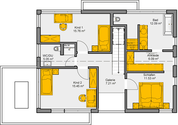 Puristische Wohnidee Vitalis 155 Grundriss OG
