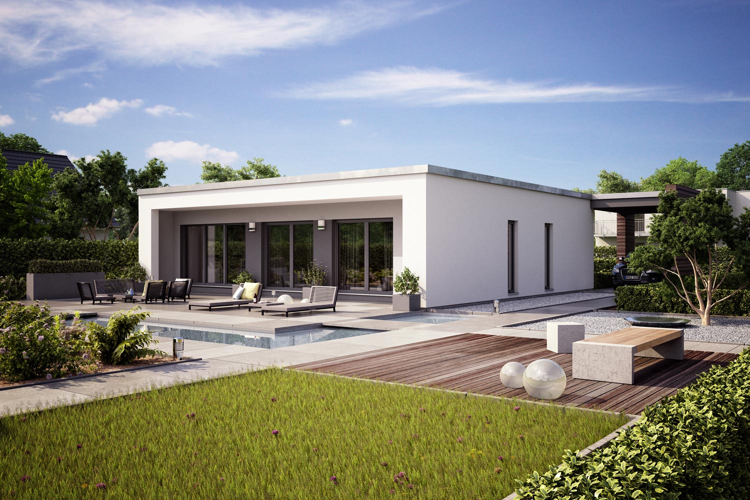 Fertighaus Bungalow Finess 105 mit Flachdach von Büdenbender