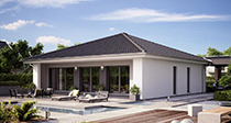 Fertighaus Architektenhaus Finess, kubistischer Bungalow mit Flachdach