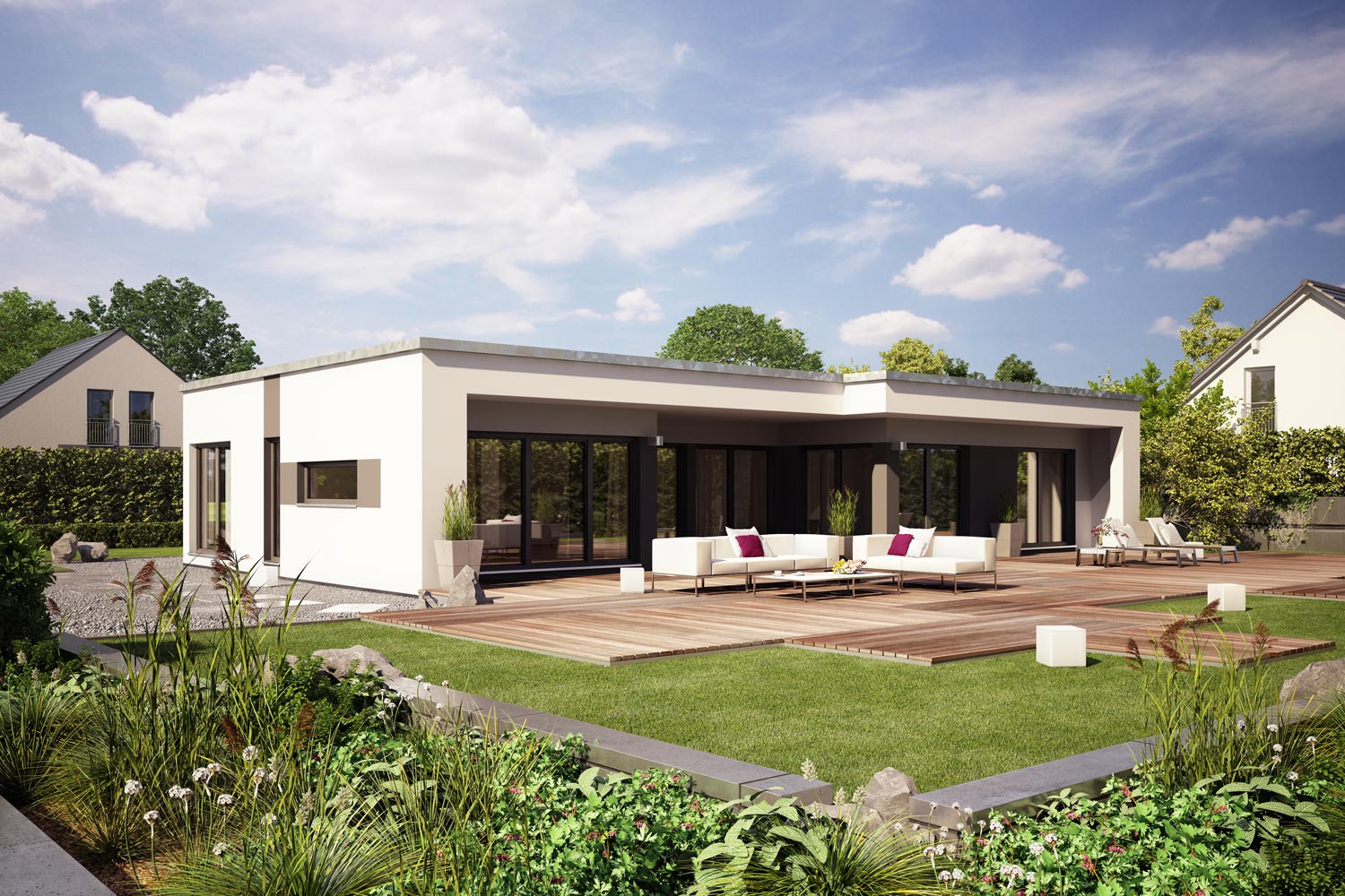 Fertighaus Bungalow Finess 148 mit moderner Architektur von Büdenbender
